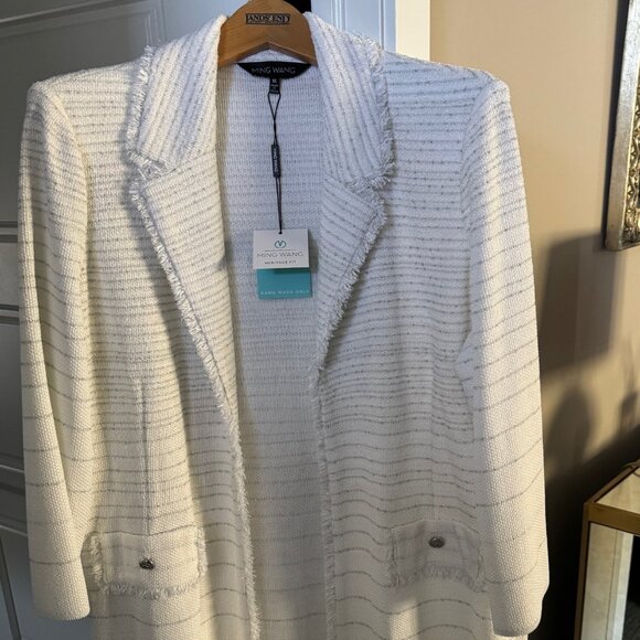 Ming Wang Shimmering Striped Knit Jacket XL - Picture 1 of 3